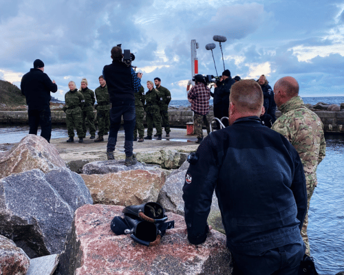 Optagelse af Korpset på TV2 med Diveline som sikkerhedsdykker.